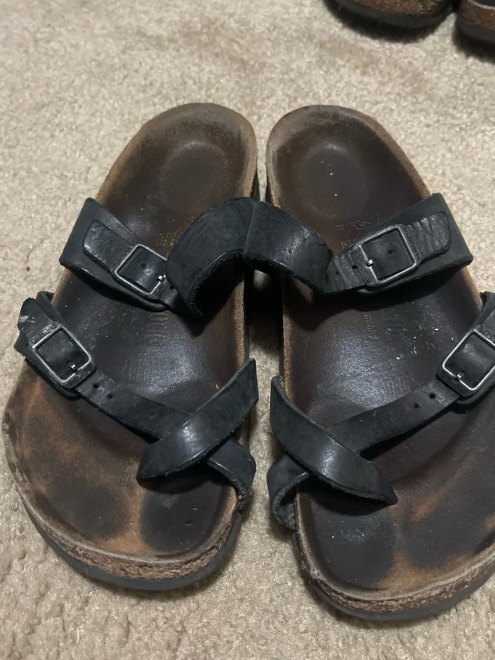 Birkenstock Black Two-Strap Cork Footbed Sandals